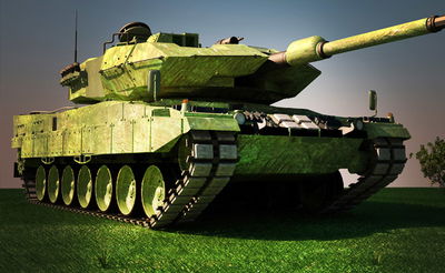 גימיק מוגזם: בעל העסק הגיע לעבודה עם טנק