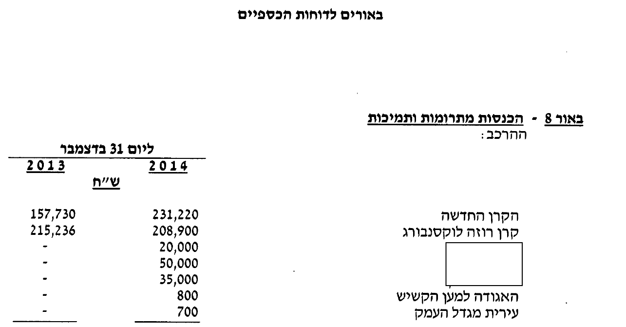 מתוך הדוחות הכספיים של המכללה