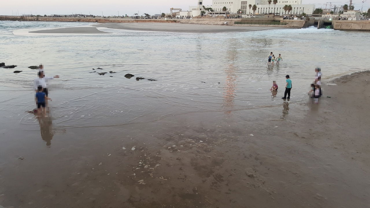מתעלמים מהסכנה: רוחצים בים למרות שלטי האזהרה