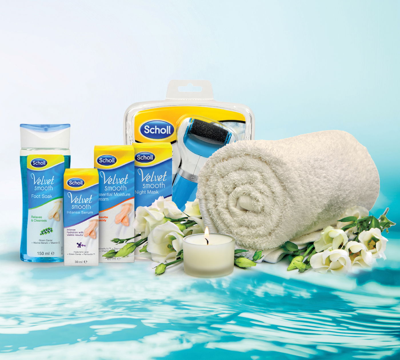 מוצרי טיפוח לפינוק יומי בכפות הרגליים. שול