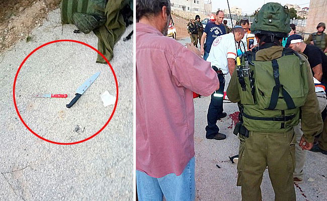 זירת הפיגוע והסכינים