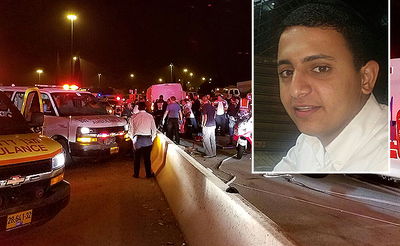 אביעד ז"ל על רקע זירת התאונה, הלילה