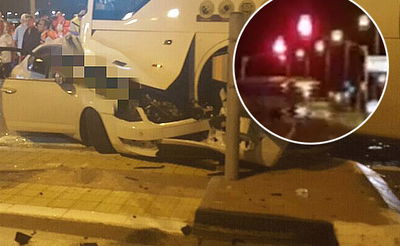 הנהג חוצה באור אדום - מתנגש באוטובוס ונמחץ למוות