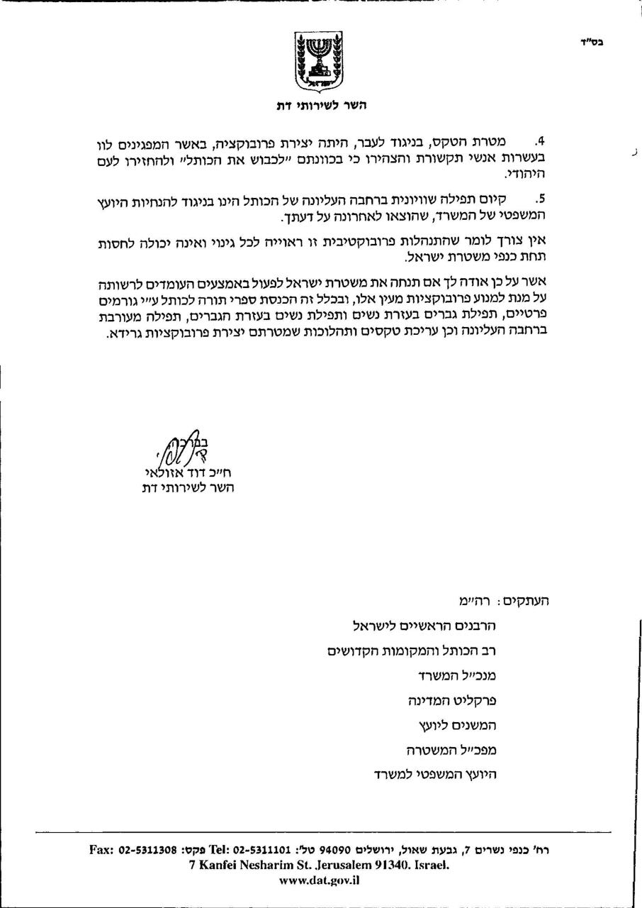 שר הדתות ליועץ המשפטי: "נחצו כל הקווים"