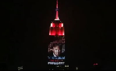 צפו: מגדל ה'אמפייר סטייט' מכריז על נצחון טראמפ