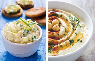 סלט ביצים וסלט חומוס בריאים יותר  לשבת