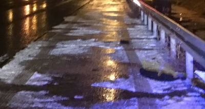 הצטברות קרח בכביש החוף