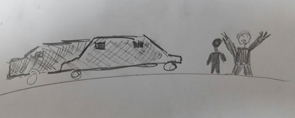 גבר נפלט ממכונית. איור אילוסטרציה