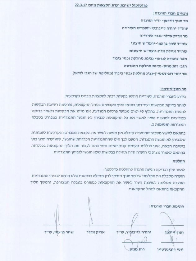 הפרוטקול נחשף: כך קרסו ההתנגדויות להקצאות בבני ברק