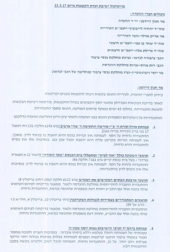 הפרוטקול נחשף: כך קרסו ההתנגדויות להקצאות בבני ברק