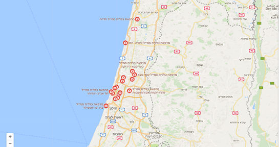 מפת המרפאות של קופת חולים כללית