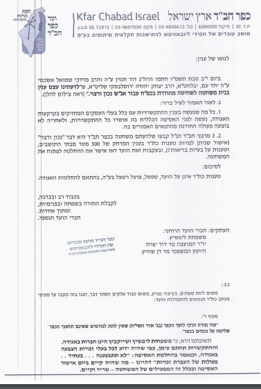 ועד כפר חב"ד: "מופתעים מאיומי רב הכפר"