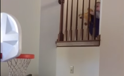 צפו בתינוק שצולף כשחקן כדורסל מקצועי