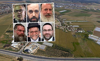 הנציגים על רקע השטח בו תיבנה שפיר