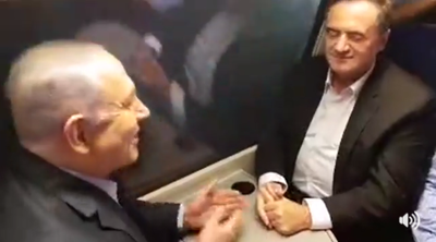 נתניהו וכץ בנסיעת הרכבת