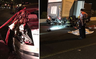 3 צעירים נהרגו ו-2 נפצעו קשה מפגיעת משאית בכביש 4