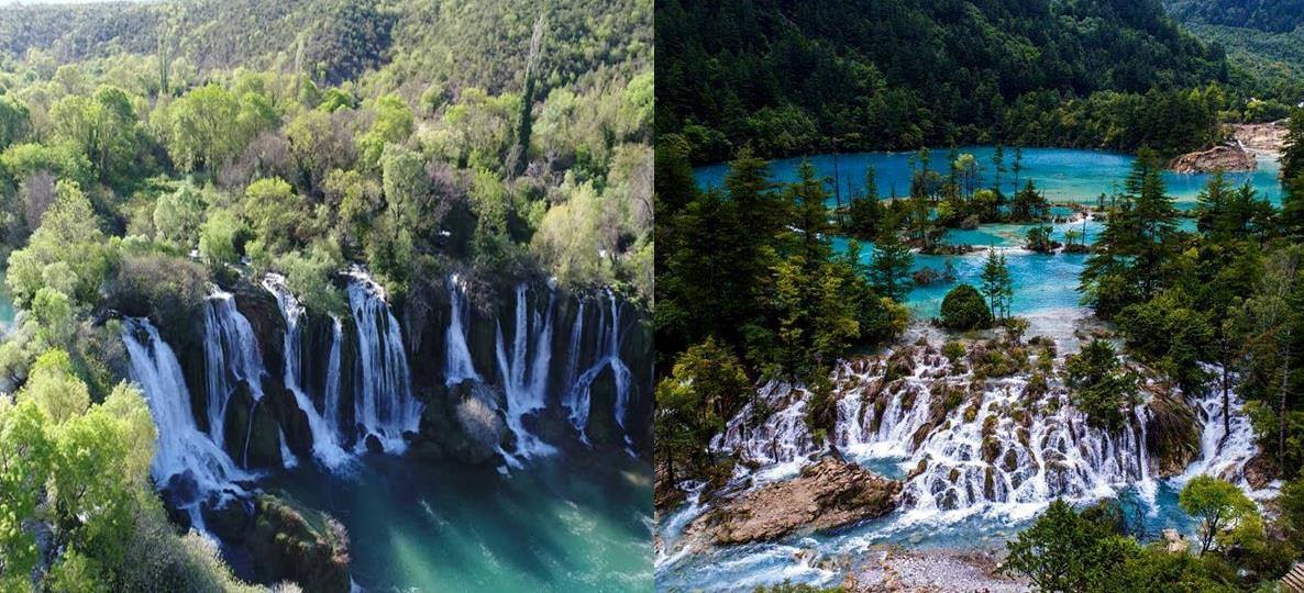 משמאל לפני, מימין אחרי רעידת האדמה