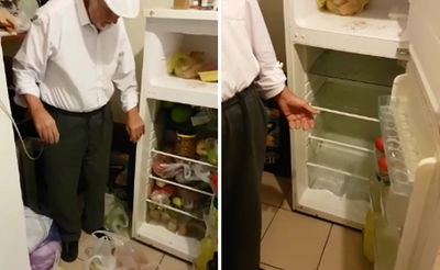 קשיש הציג את המקרר הריק שלו, והתושבים דאגו לו למשלוח מזון בתוך שעה