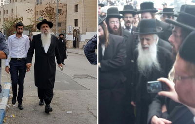 הגאון רבי יצחק ברכה בהגעתו להפגנה