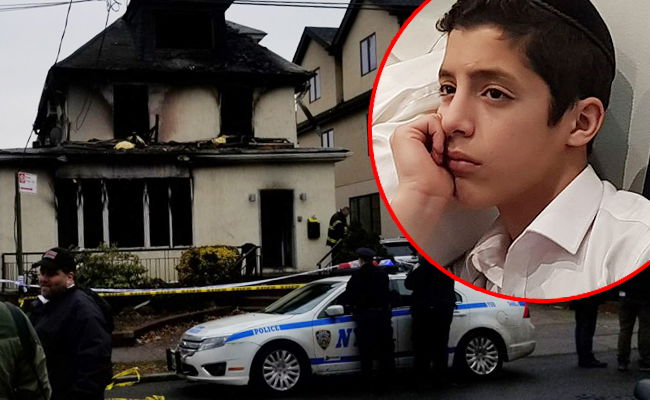 אברהם אזן על רקע הבית השרוף