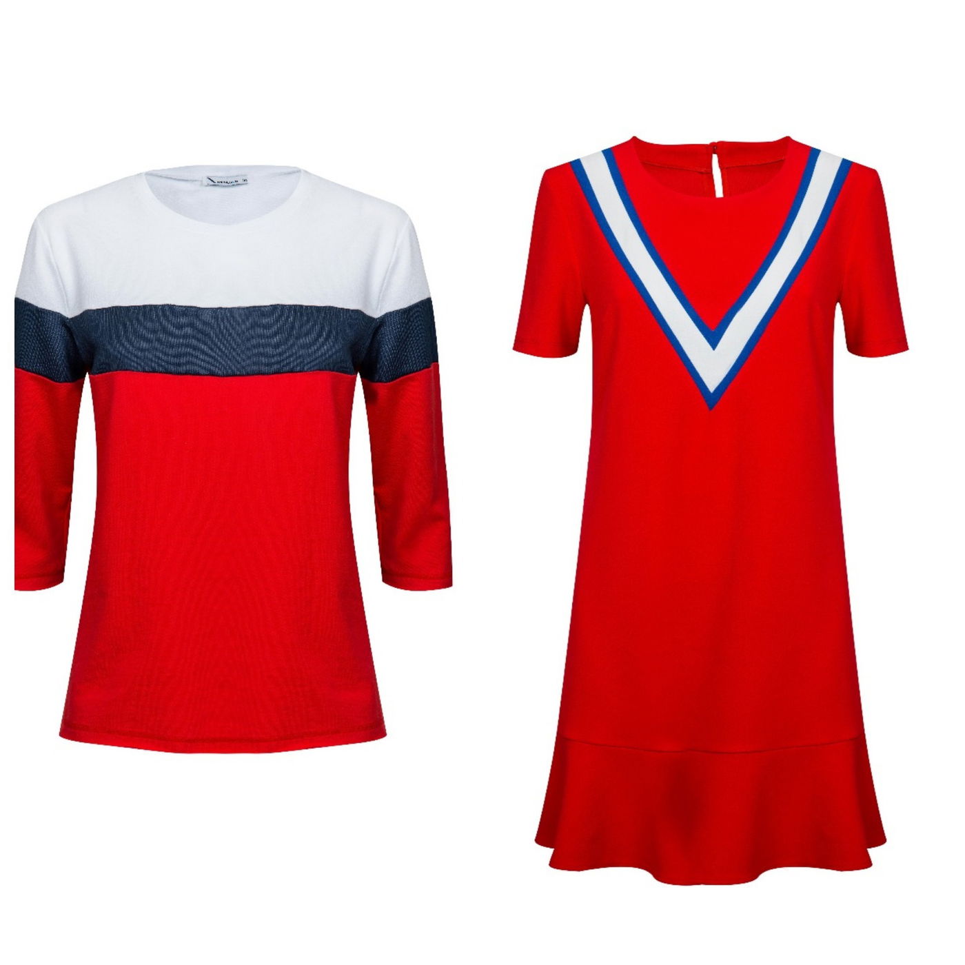 רנואר אמריקנה. שמלת קולג' וחולצת פסים.