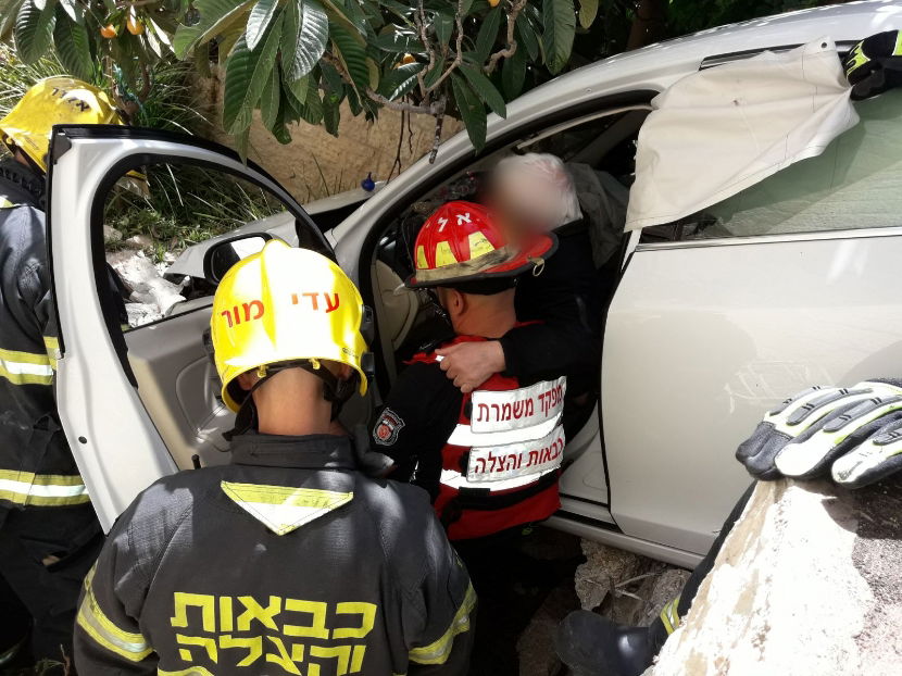 זוג מבוגרים עפו עם הרכב לתוך הגינה • צפו