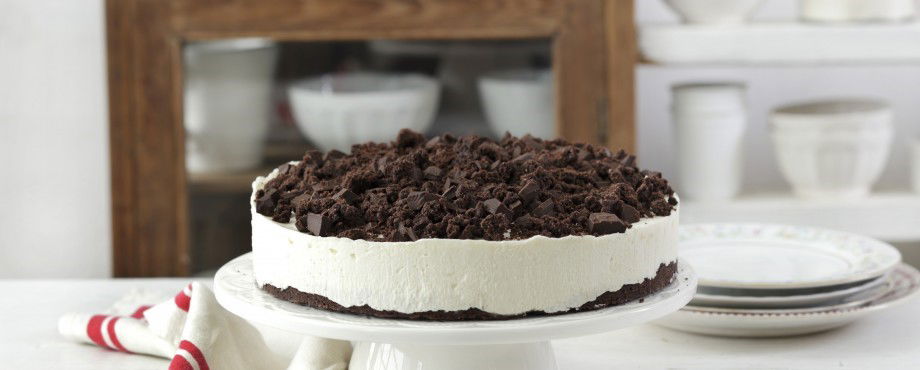 עוגת גבינה נוסטלגית עם פירורי שוקולד