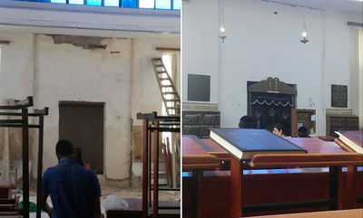 מימין: ארון הקודש הזמני