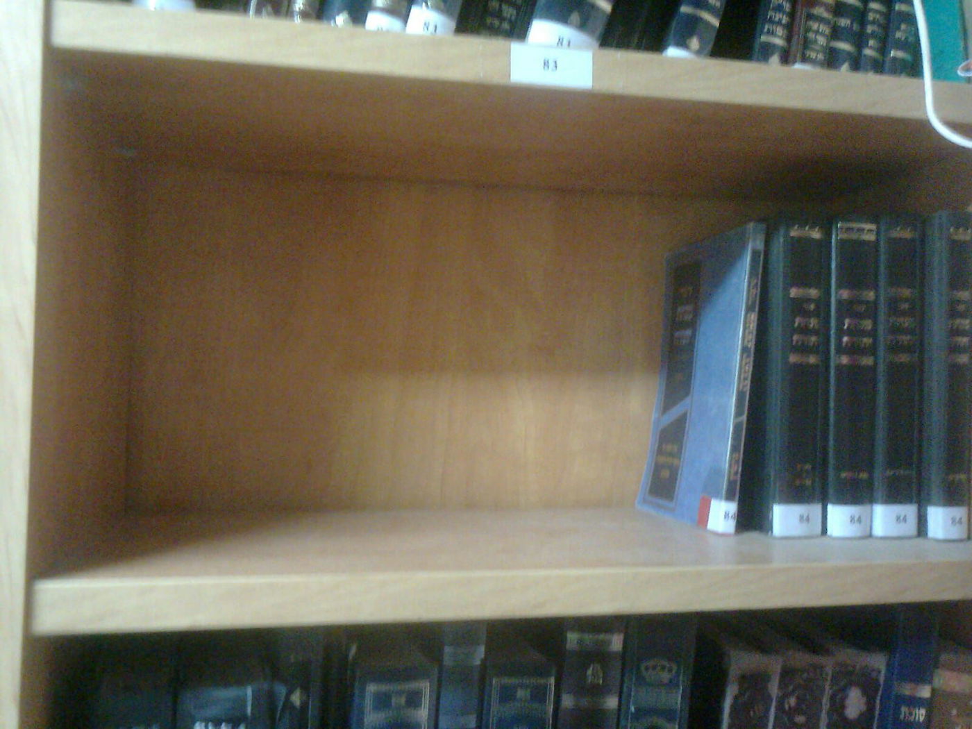 המדף המיותם בבית הכנסת חניכי הישיבות