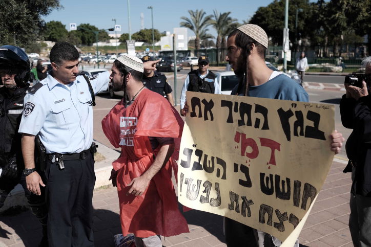 מפגינים יהודים נגד העינויים