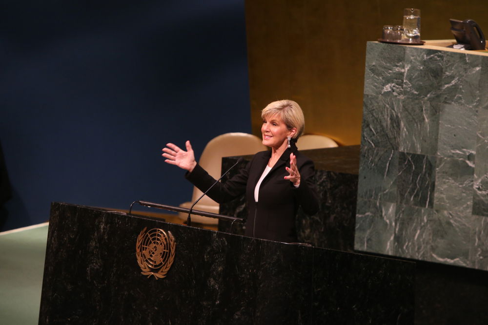 שרת החוץ של אוסטרליה, ג'ולי בישופ נואמת באו"ם