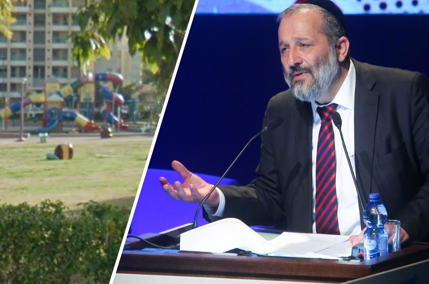 אריה דרעי לצד הפארק בגבעת שמואל