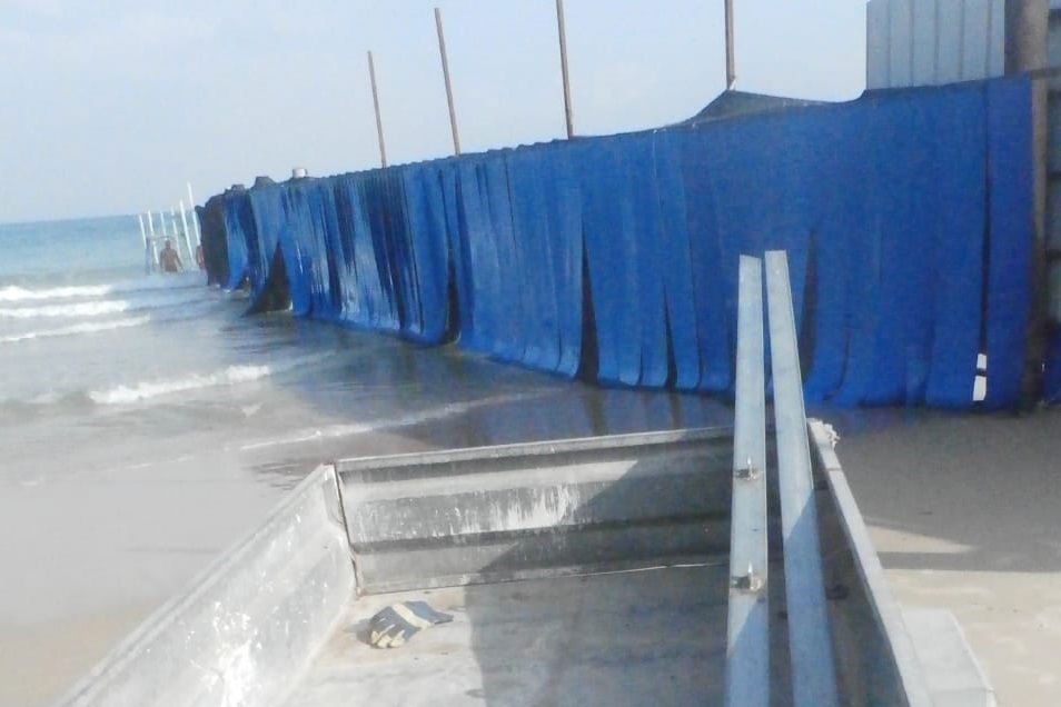 מיקום עבודות הארכת המחיצה בחוף