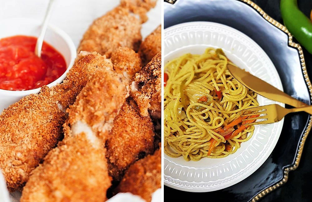 עוף קריספי בתנור וירקות מוקפצים