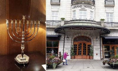 חנוכיה הוצבה במלון המפורסם באוסלו. צפו