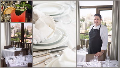 מסעדת סקייליין. ימין: השף דניאל אביב