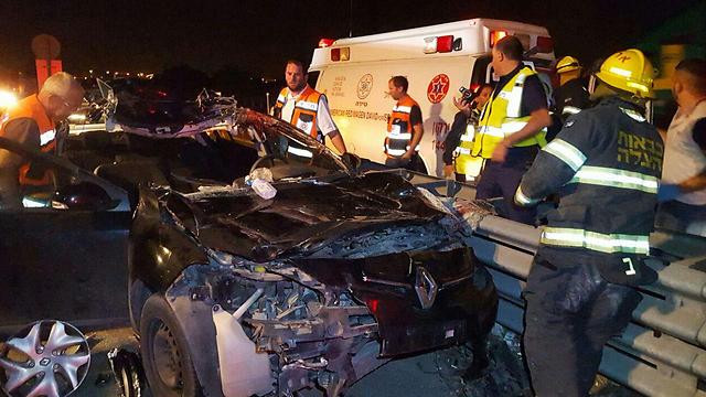 מכונית לאחר התנגשות בסוס