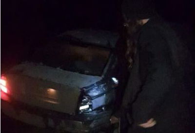 המכונית לאחר התאונה