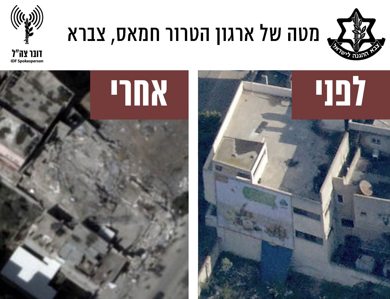 מטרות חמאס לפני ואחרי תקיפת חיל האוויר