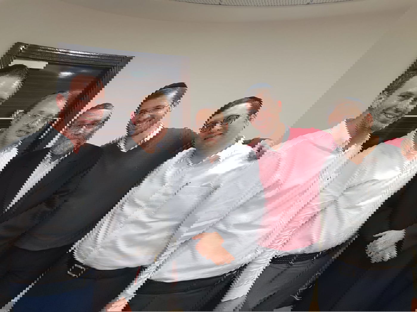 גרין, ישראל מאיר, יוני אייזנשטיין ושלומי פולק עם גפני