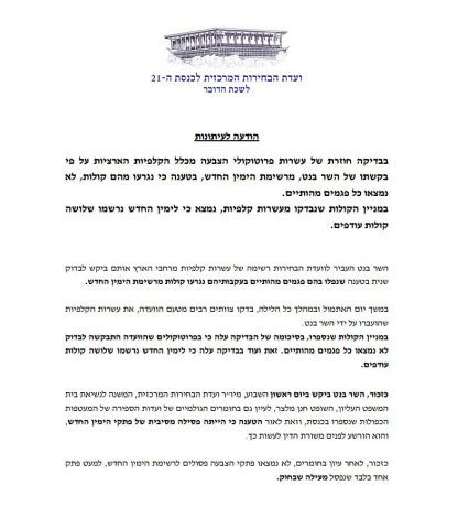 הודעת הוועדה, היום