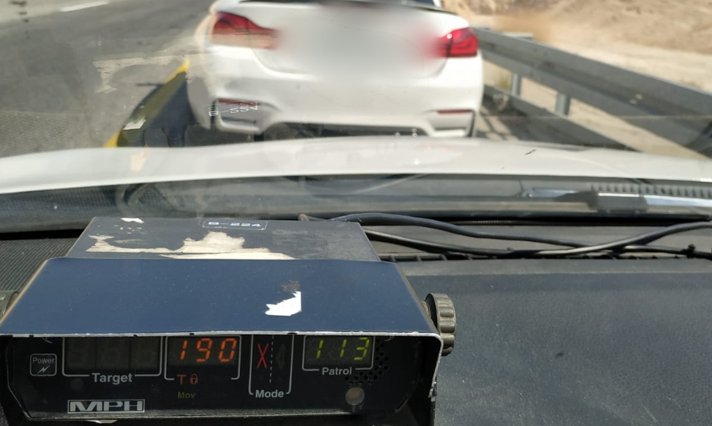 "טס" במהירות 190 קמ"ש בכביש 1 ונתפס