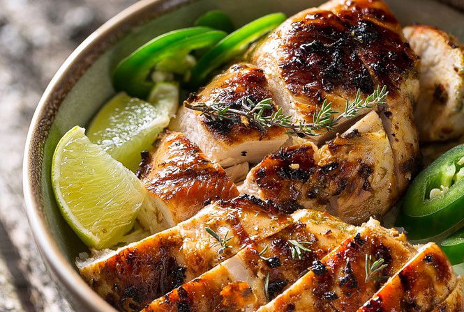 עוף במרינדה מתקתקה עם עשבי תיבול