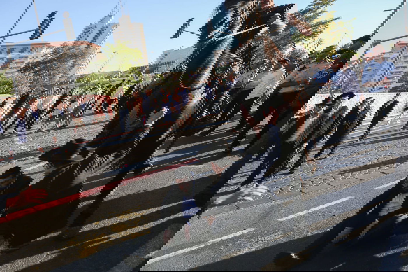 תיעוד דרמטי: החלקת הפרש, נפילת הסוס ופציעת המפגין