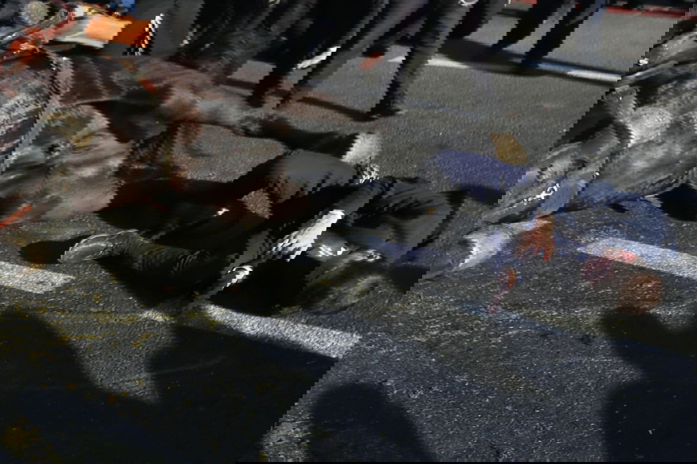 תיעוד דרמטי: החלקת הפרש, נפילת הסוס ופציעת המפגין