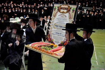 בחורי ויז'ניץ בשבע ברכות לנכד האדמו"ר