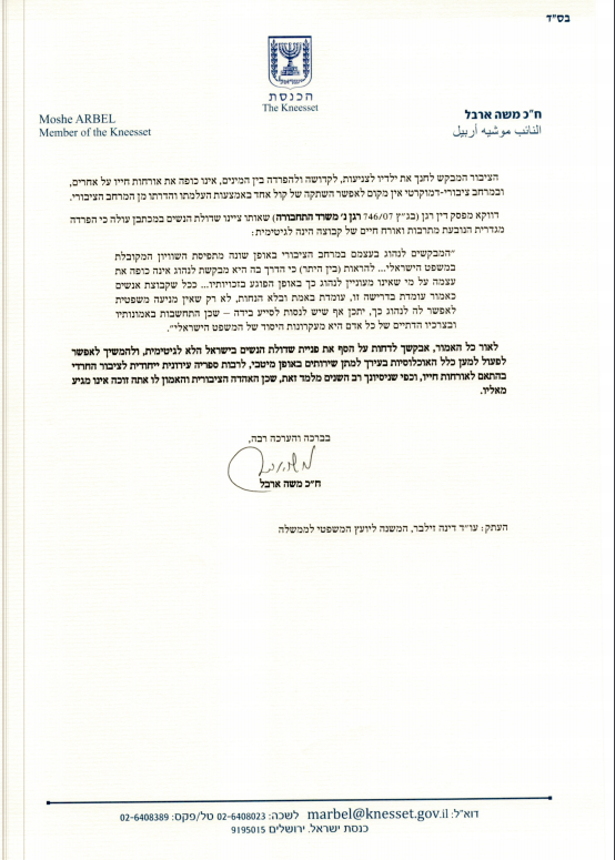 ח"כ ארבל תוקף את שדולת הנשים: "התנשאות ופטרונות"