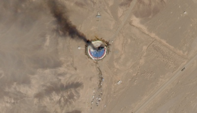 העשן שמיתמר מעל בסיס החלל האיראני