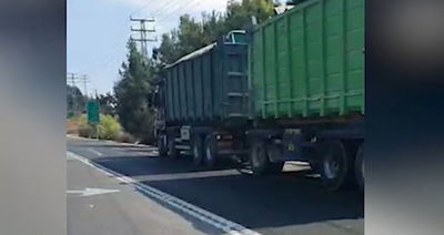 משאית פול טריילר אותרה עם תקלה במערכת הבלמים