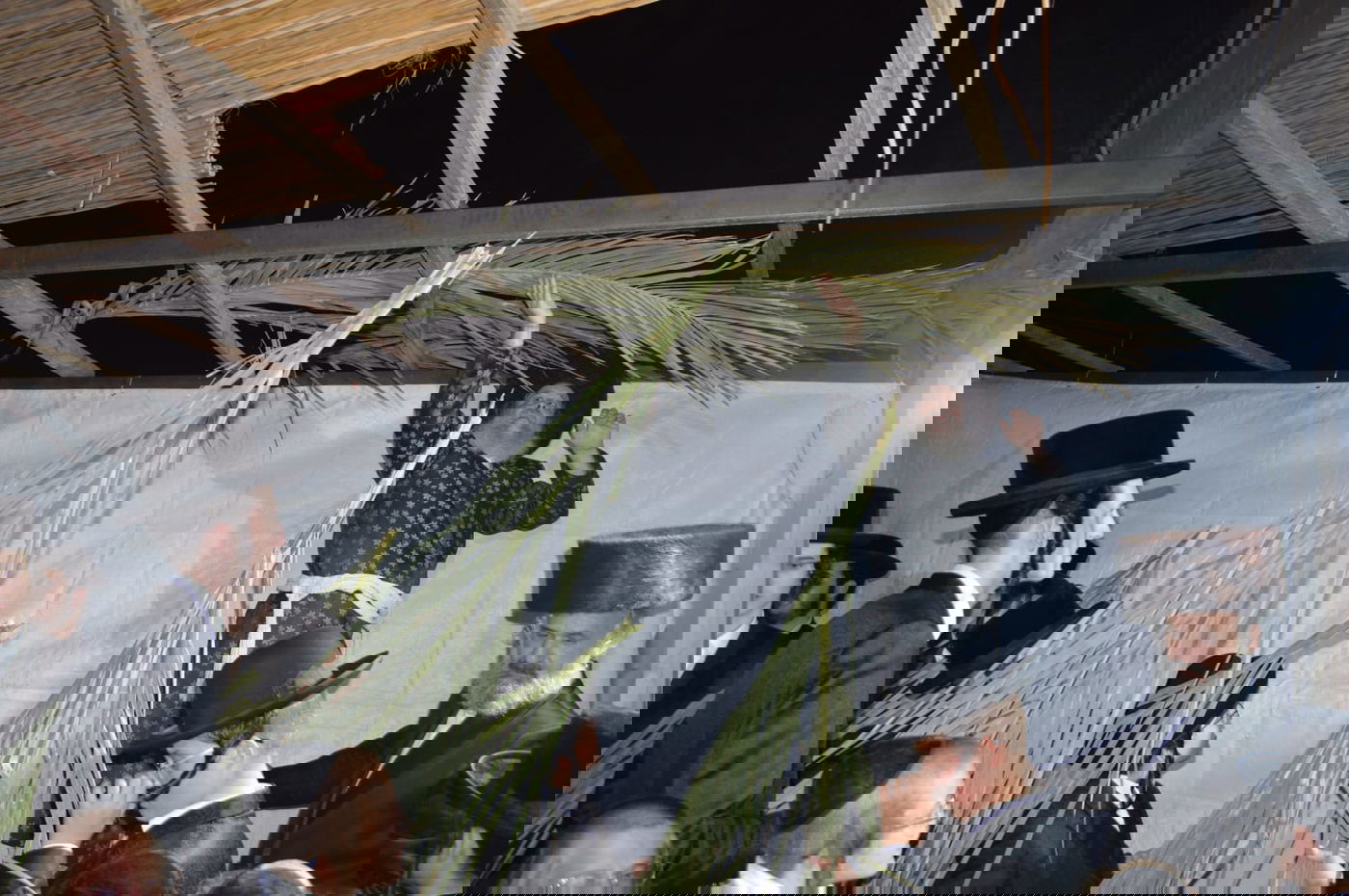 הרבי עלה על הסולם וסיכך בידיו את הסוכה